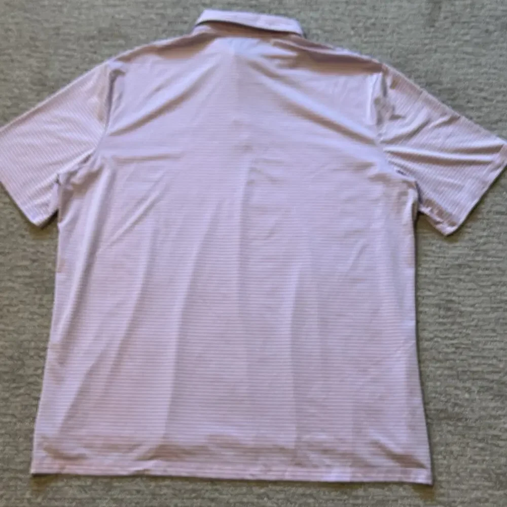 RLX Ralph Lauren Polo Shirt Men’s XXL Pink Blue Stripe‎ Short Sleeve Golf Active